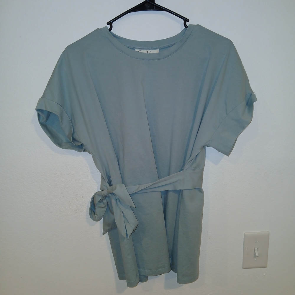 Jessica Simpson Blue Green Short Sleeve Maternity Top